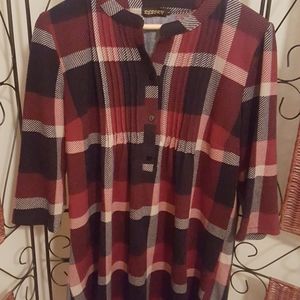 Plaid knit tunic